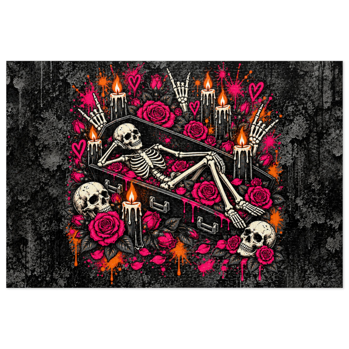 Dead & Unbothered Halloween Jigsaw Puzzle | Gothic Skeleton Statement Puzzle by Subbin4Sanity