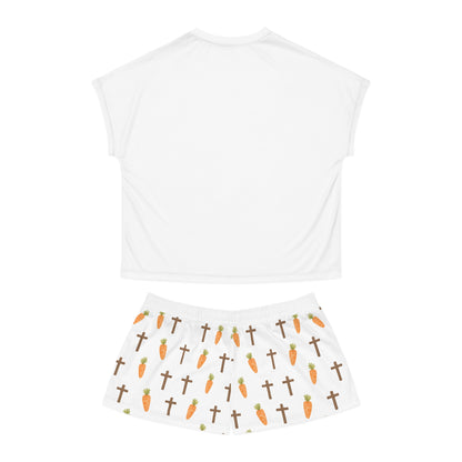 Proud Bible Thumper Women's Short Pajama Set – Cute Bunny Easter Sleepwear