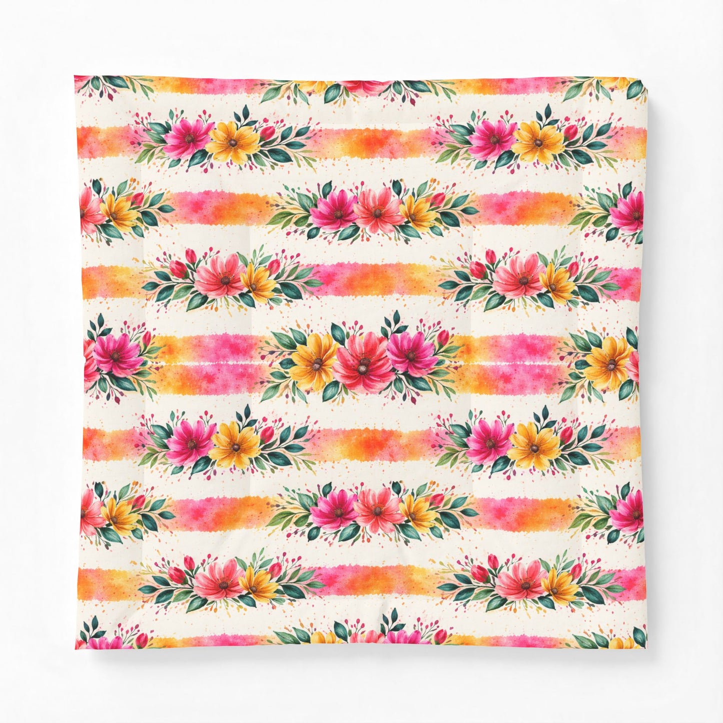 Wildflower Garden Stripe Pattern – Splatter Bloom Collection – Comforter