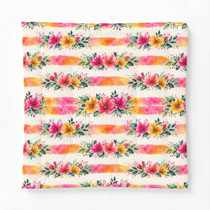 Wildflower Garden Stripe Pattern – Splatter Bloom Collection – Comforter