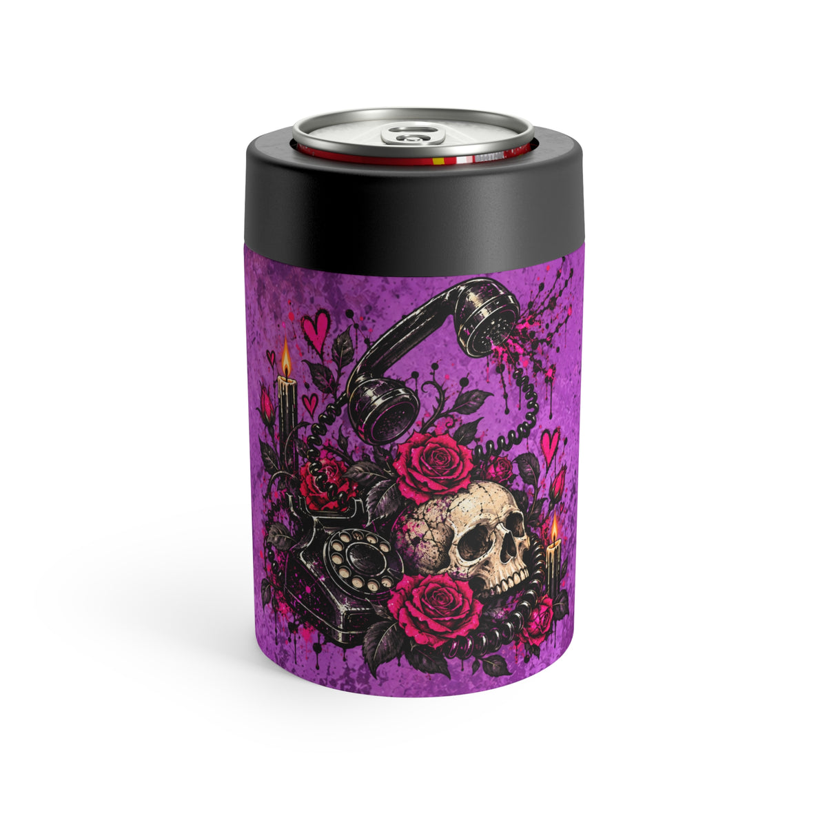 Karma’s Calling 12oz Insulated Stainless Steel Koozie | Gothic Skull Can Holder by Subbin4Sanity