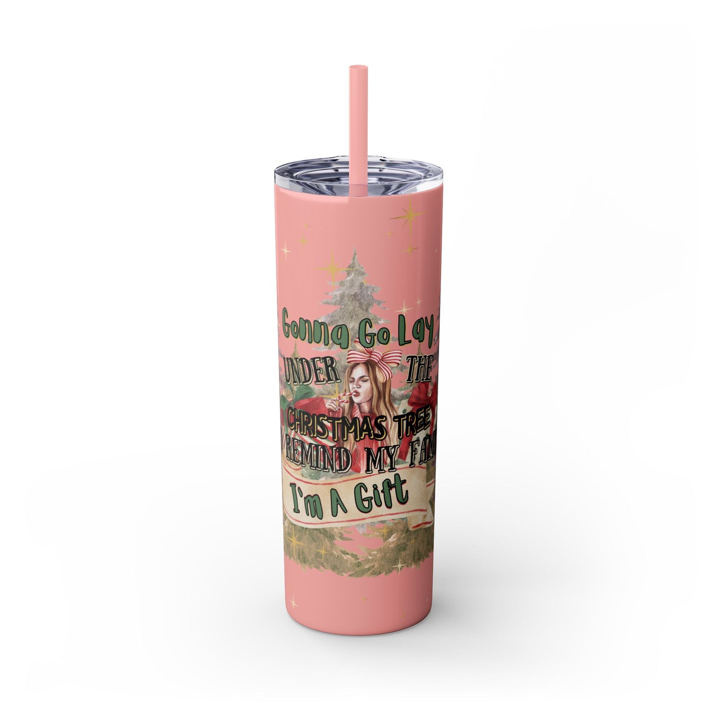 Christmas Skinny Tumbler with Straw, 20oz