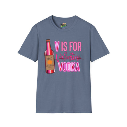 "V Is For Vodka" Valentine T-Shirt – Cute Graphic Tee | Unisex Softstyle Valentine’s Day Shirt