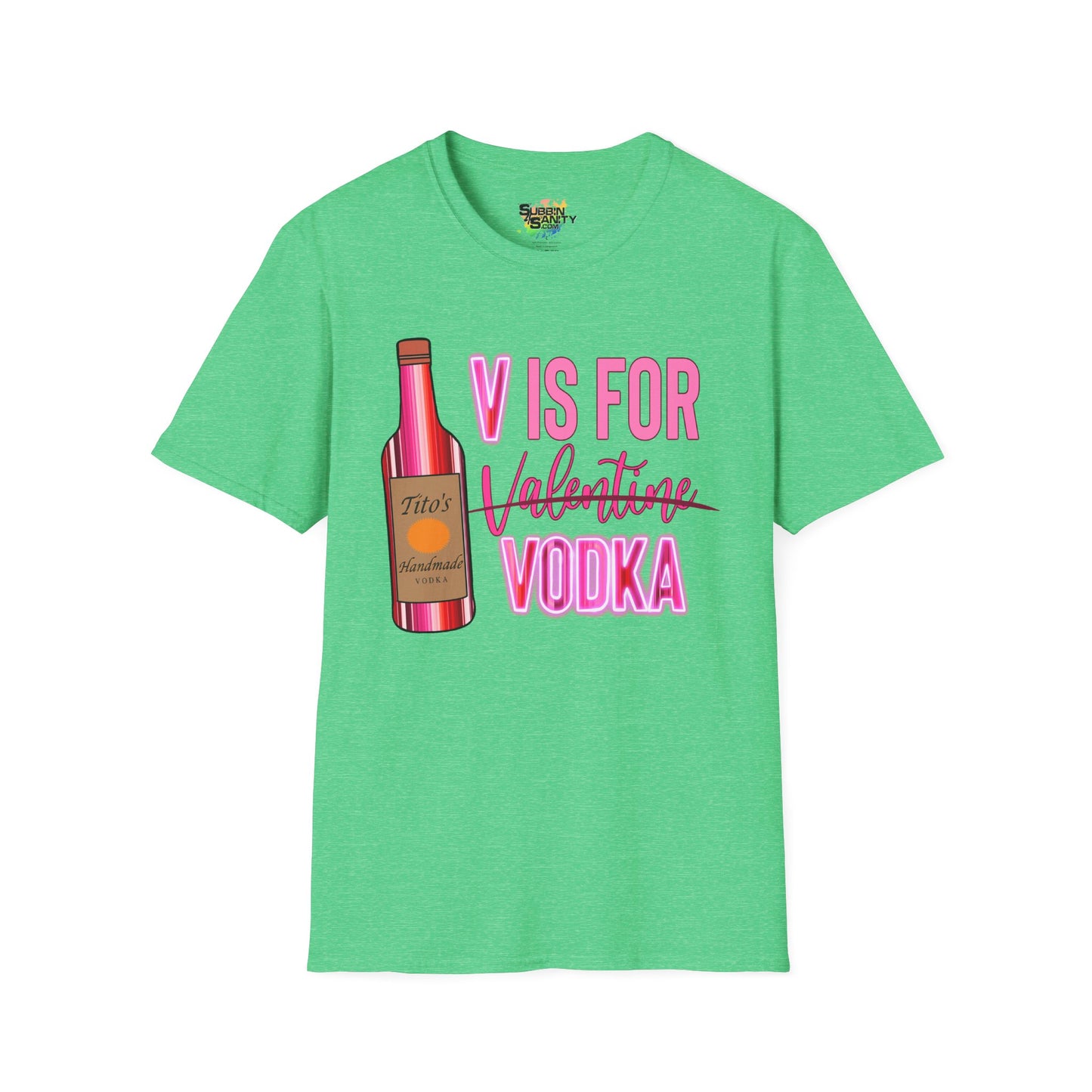 "V Is For Vodka" Valentine T-Shirt – Cute Graphic Tee | Unisex Softstyle Valentine’s Day Shirt