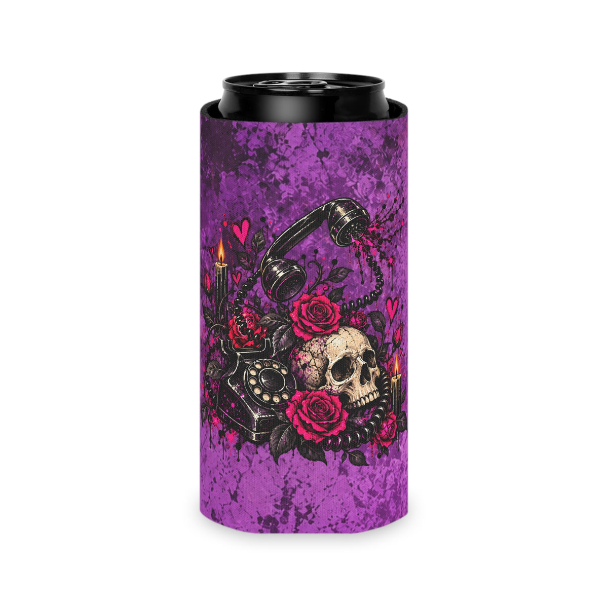 Karma’s Calling Foam Grip Koozie | Gothic Skull Can Cooler by Subbin4Sanity