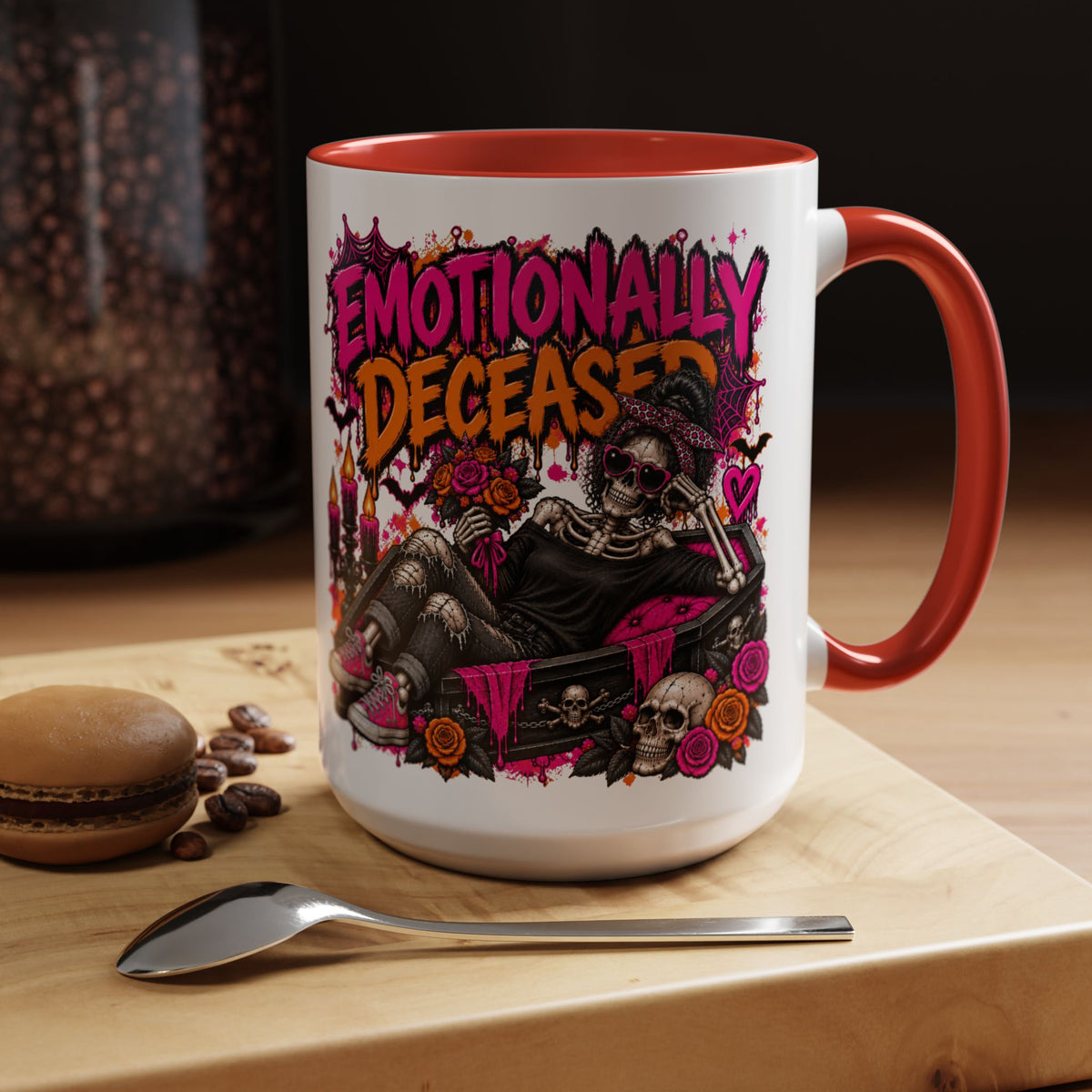 Emotionally Deceased Coffee Mug | Sarcastic Gothic Ceramic Mug by Subbin4Sanity