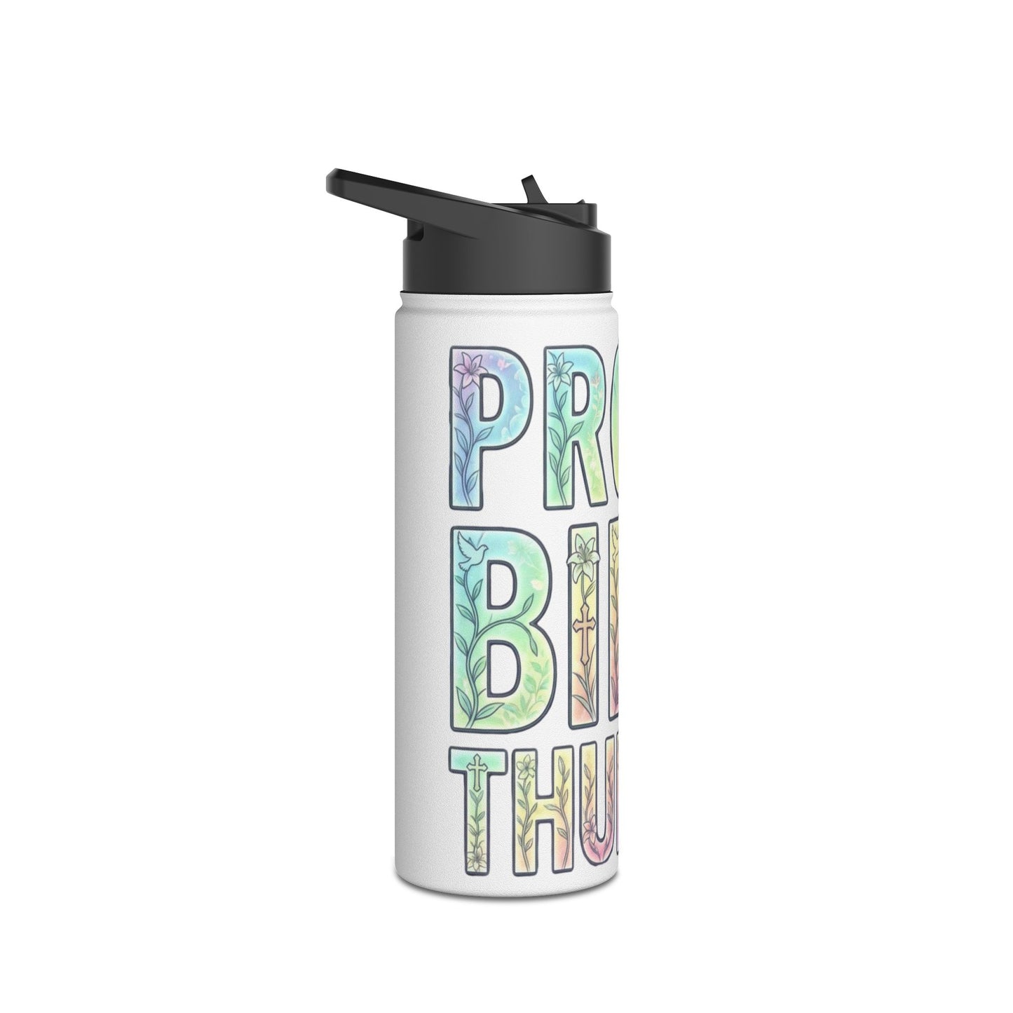 Proud Bible Thumper Pastel Rainbow Easter Faith Stainless Steel Water Bottle