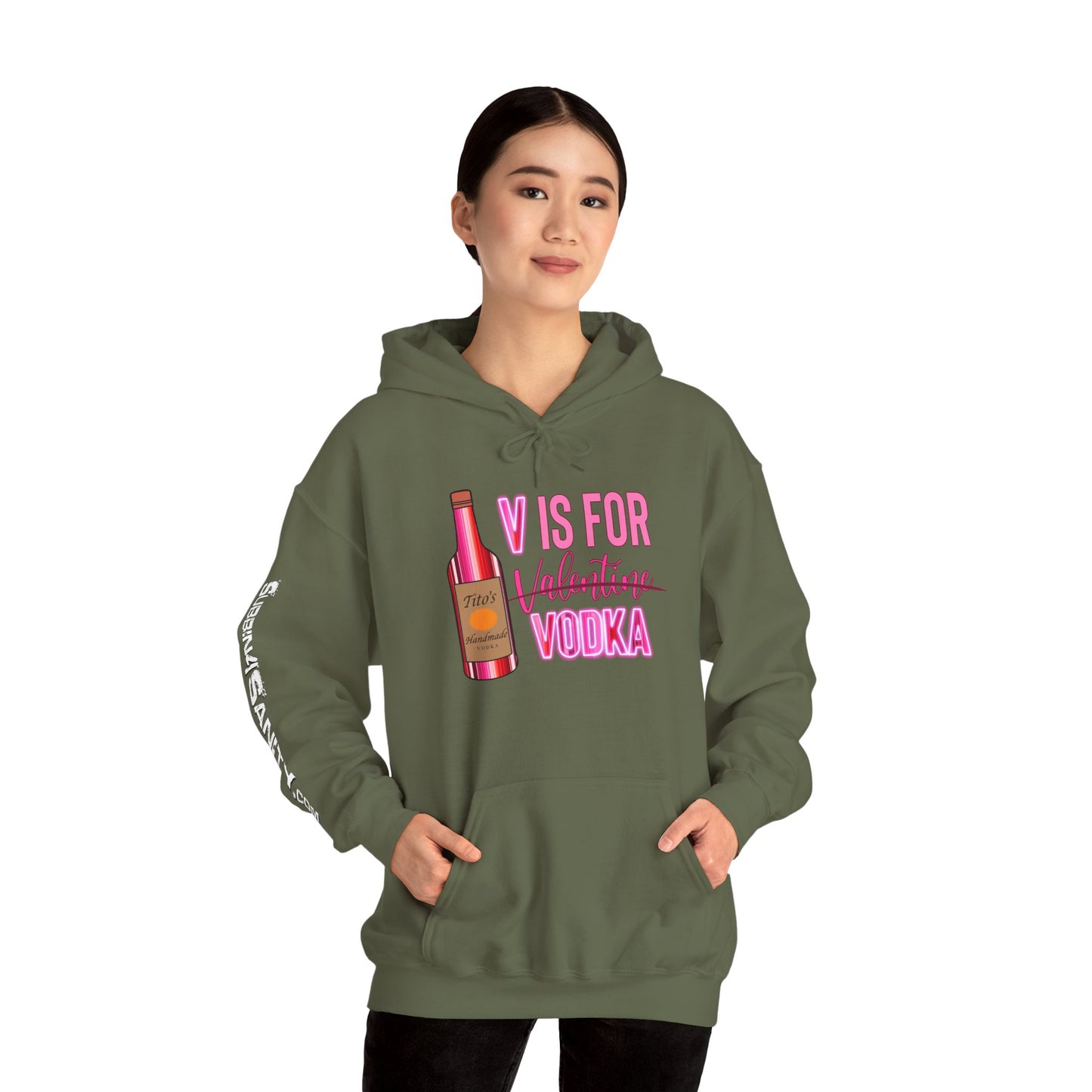 "V Is For Vodka" Valentines Hoodie – Cute Graphic Pullover | Unisex Cozy Valentine’s Day Hoodie