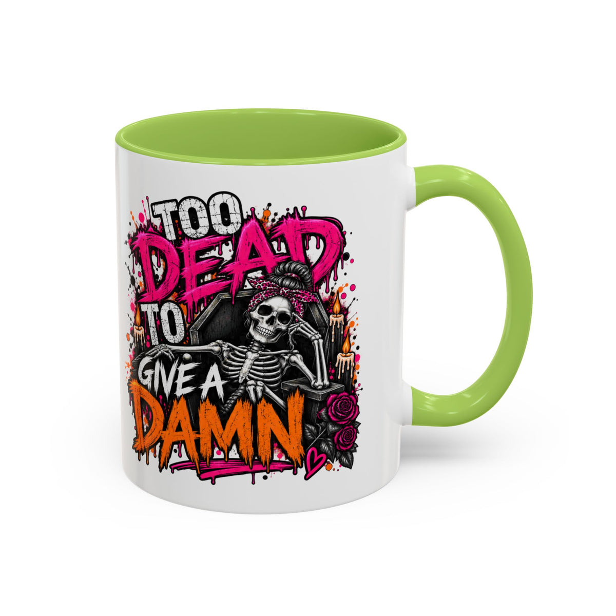 Too Dead To Give A Damn Coffee Mug | Sarcastic Gothic Ceramic Mug by Subbin4Sanity