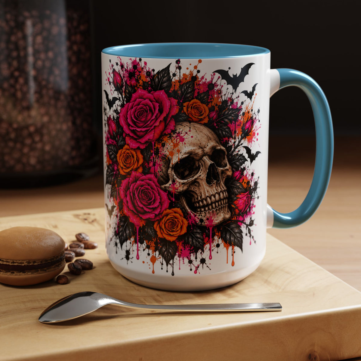 Deadly Blooms Coffee Mug | Gothic Floral Skull Ceramic Mug by Subbin4Sanity