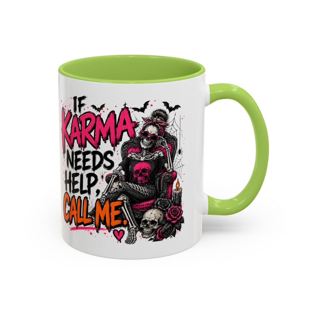 If Karma Needs Help Call Me Coffee Mug | Sarcastic Gothic Ceramic Mug by Subbin4Sanity