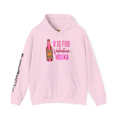 "V Is For Vodka" Valentines Hoodie – Cute Graphic Pullover | Unisex Cozy Valentine’s Day Hoodie