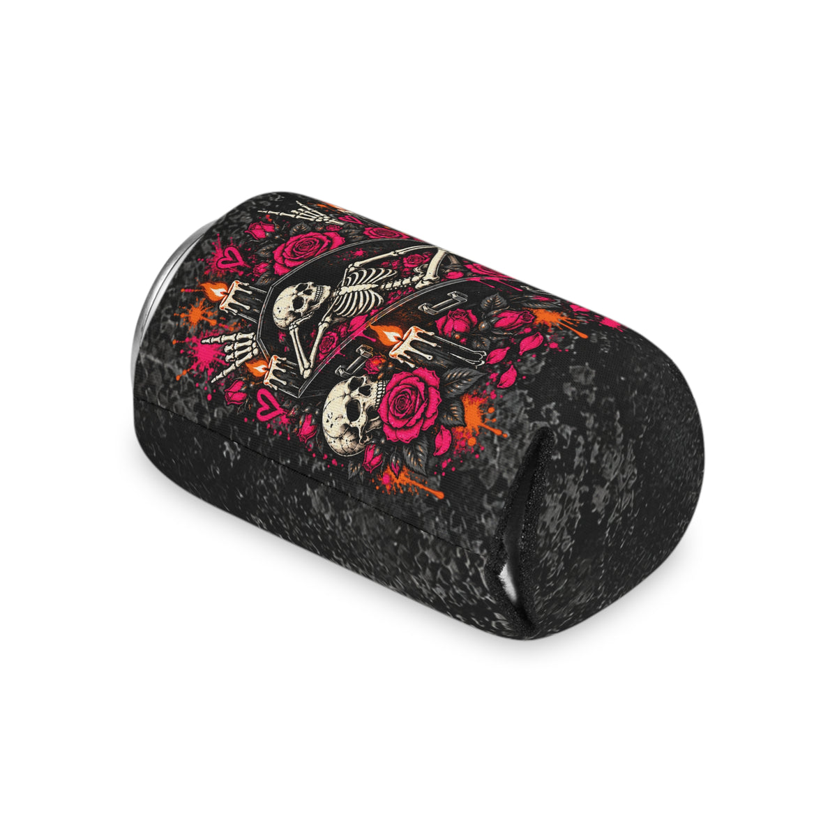 Dead & Unbothered Foam Grip Koozie | Gothic Skeleton Can Cooler by Subbin4Sanity