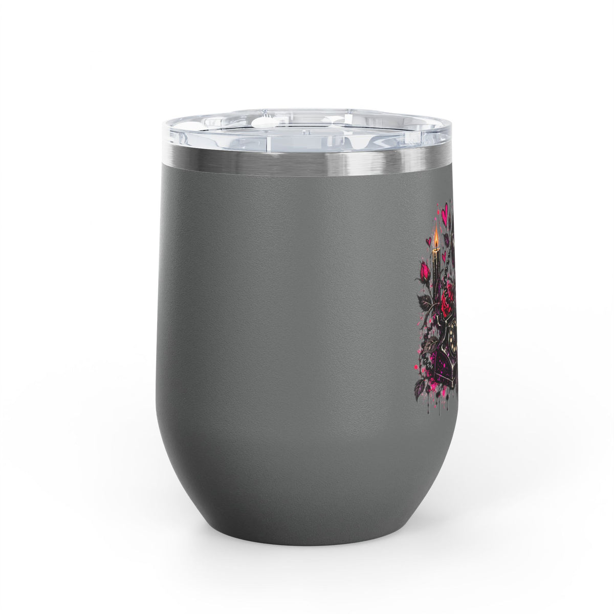 Karma’s Calling 12oz Wine Tumbler | Gothic Skull & Telephone Stainless Steel Cup by Subbin4Sanity