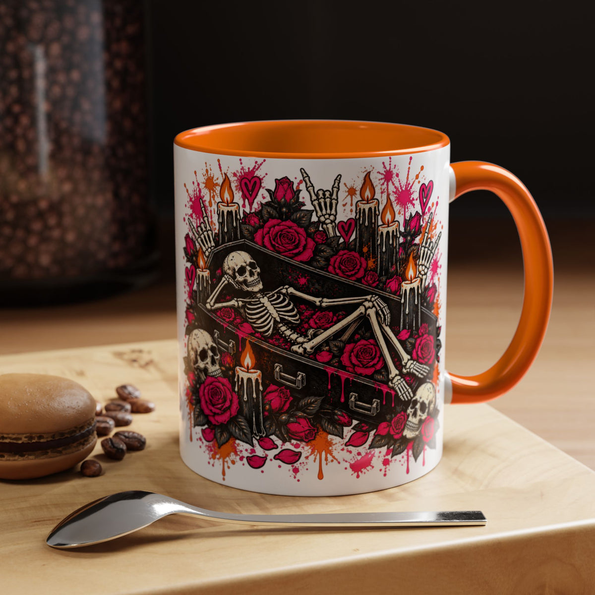 Dead & Unbothered Coffee Mug | Gothic Skeleton Ceramic Mug by Subbin4Sanity