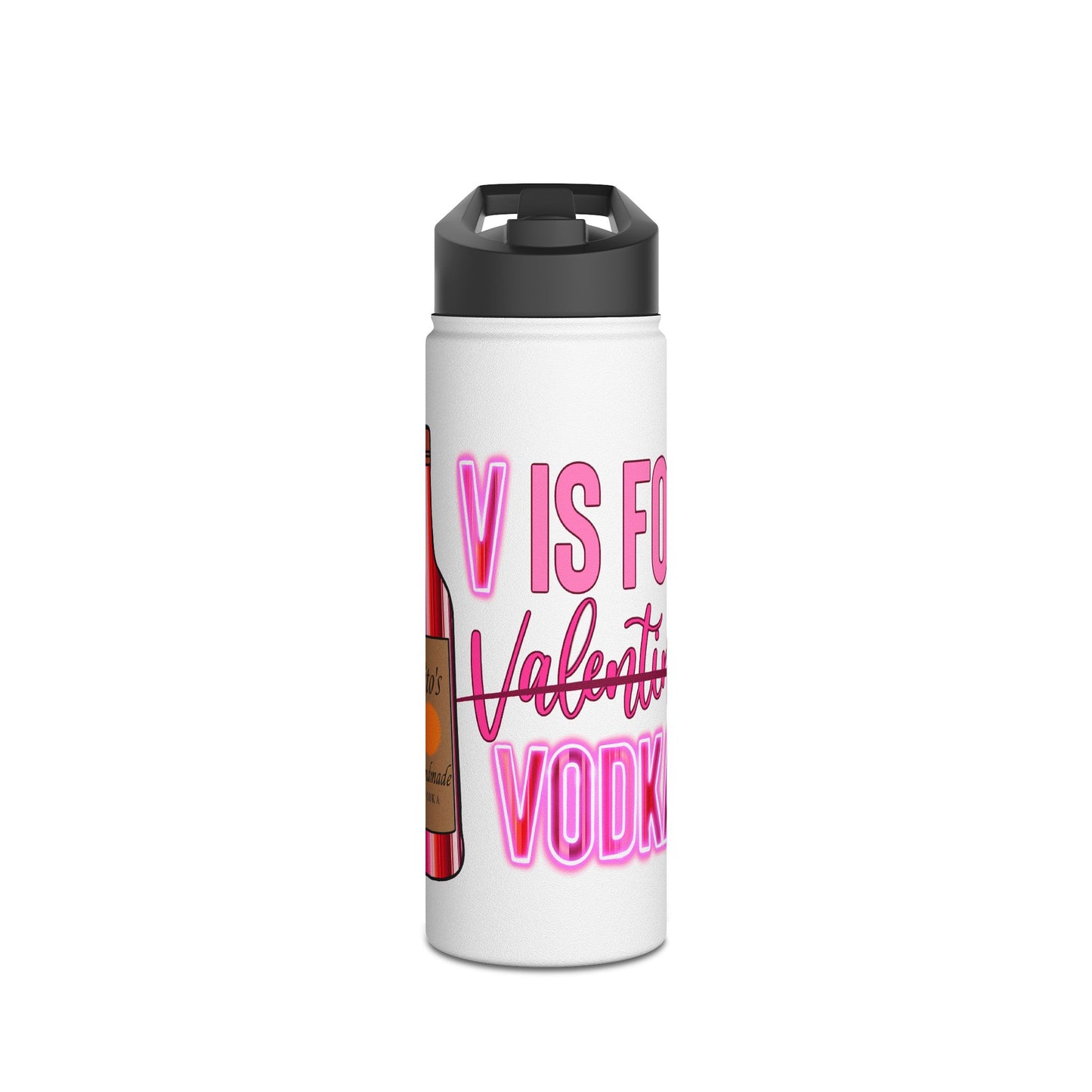 "V Is For Vodka" Stainless Steel Valentines Water Bottle — Valentine's Day Water Bottle