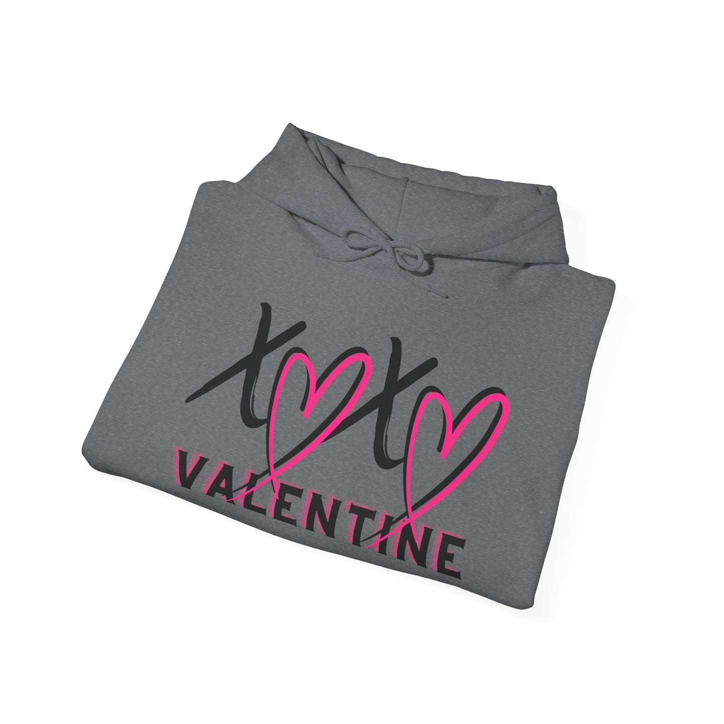 XOXO Valentine Hoodie | Cute Pink Heart Graphic Cozy Pullover by Subbin4Sanity