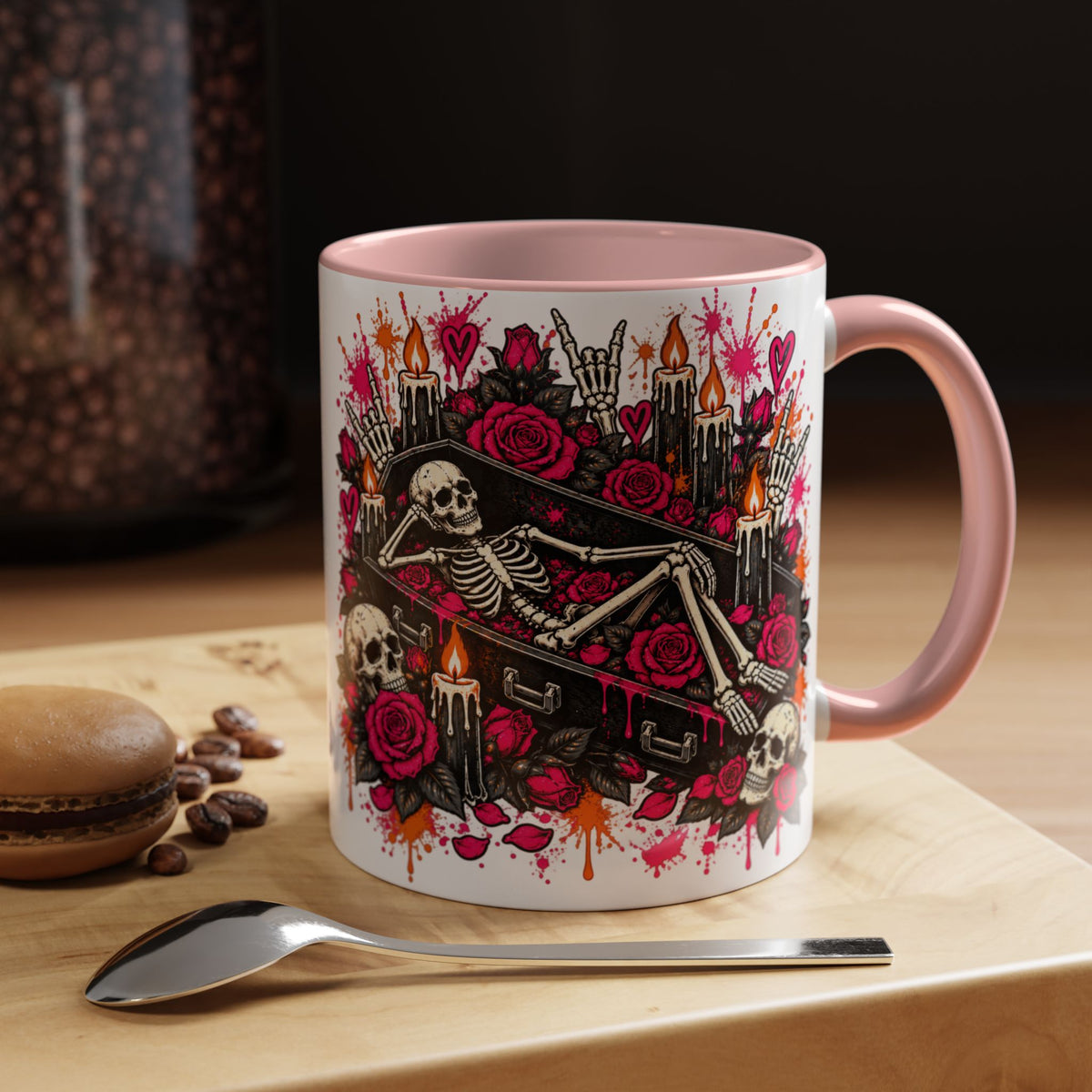 Dead & Unbothered Coffee Mug | Gothic Skeleton Ceramic Mug by Subbin4Sanity