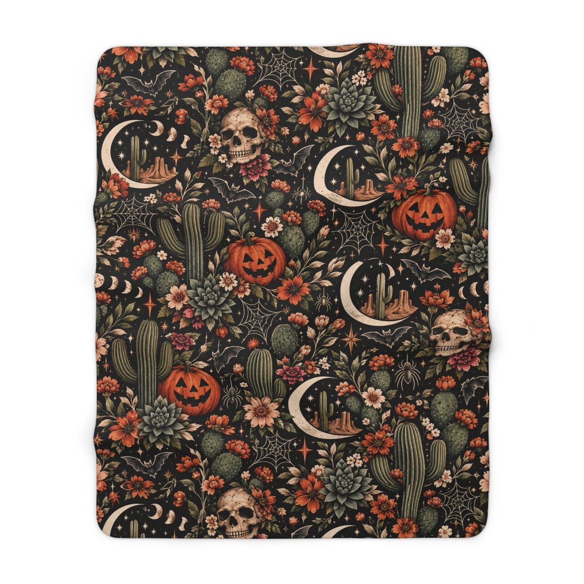 Desert Eclipse Sherpa Fleece Blanket | Celestial Boho Halloween Throw by Subbin4Sanity
