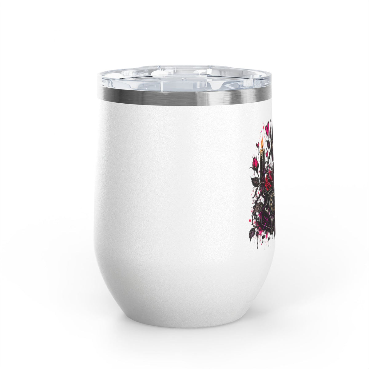 Karma’s Calling 12oz Wine Tumbler | Gothic Skull & Telephone Stainless Steel Cup by Subbin4Sanity