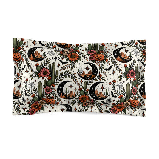 Crescent Blooms Pillow Sham | Boho Celestial Floral Halloween Bedding by Subbin4Sanity
