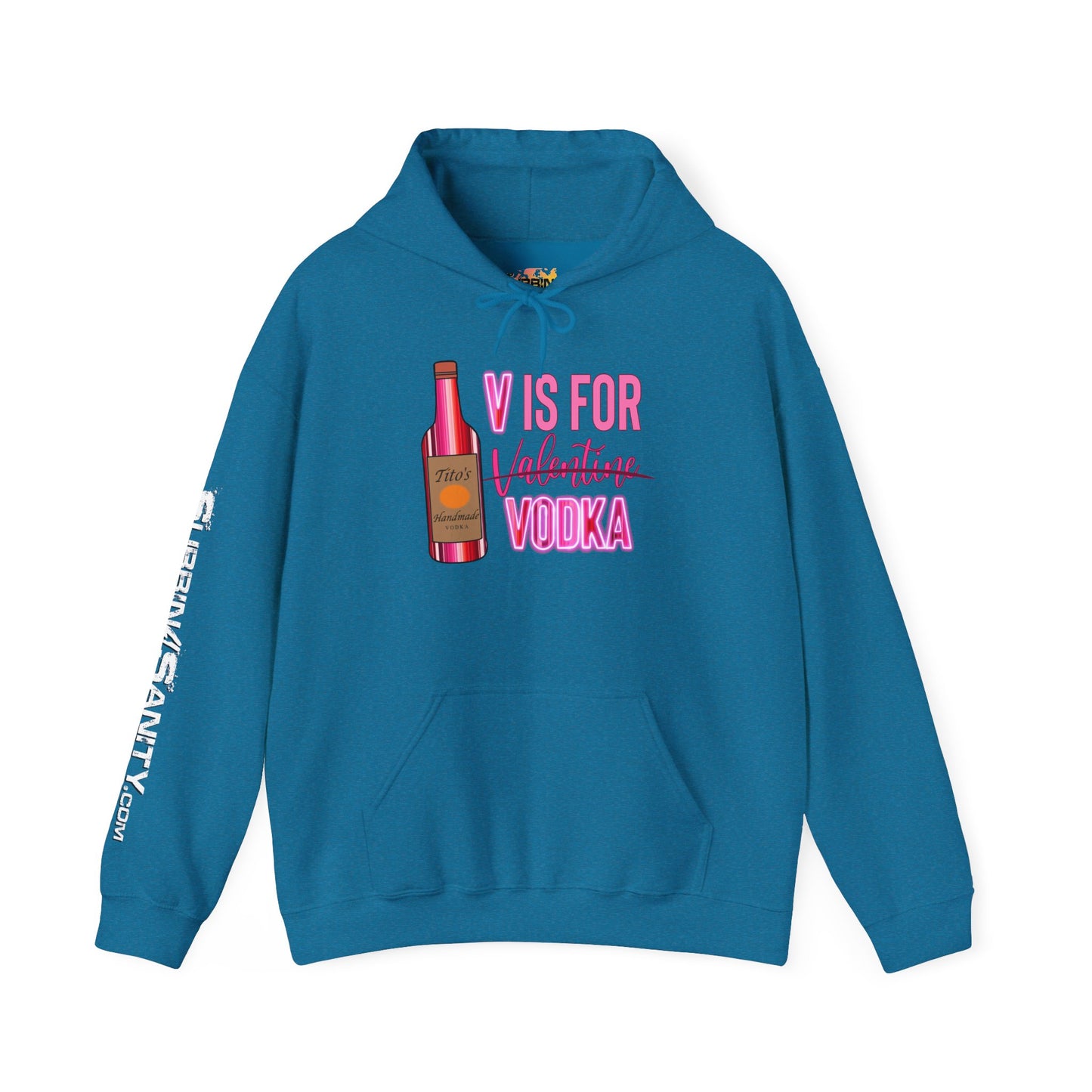 "V Is For Vodka" Valentines Hoodie – Cute Graphic Pullover | Unisex Cozy Valentine’s Day Hoodie