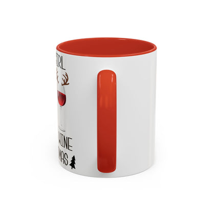 Christmas Coffee Mug, 11oz, "Just A Girl Who Loves Wine At Christmas"
