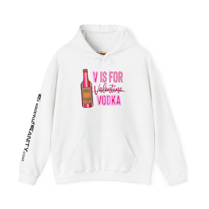 "V Is For Vodka" Valentines Hoodie – Cute Graphic Pullover | Unisex Cozy Valentine’s Day Hoodie