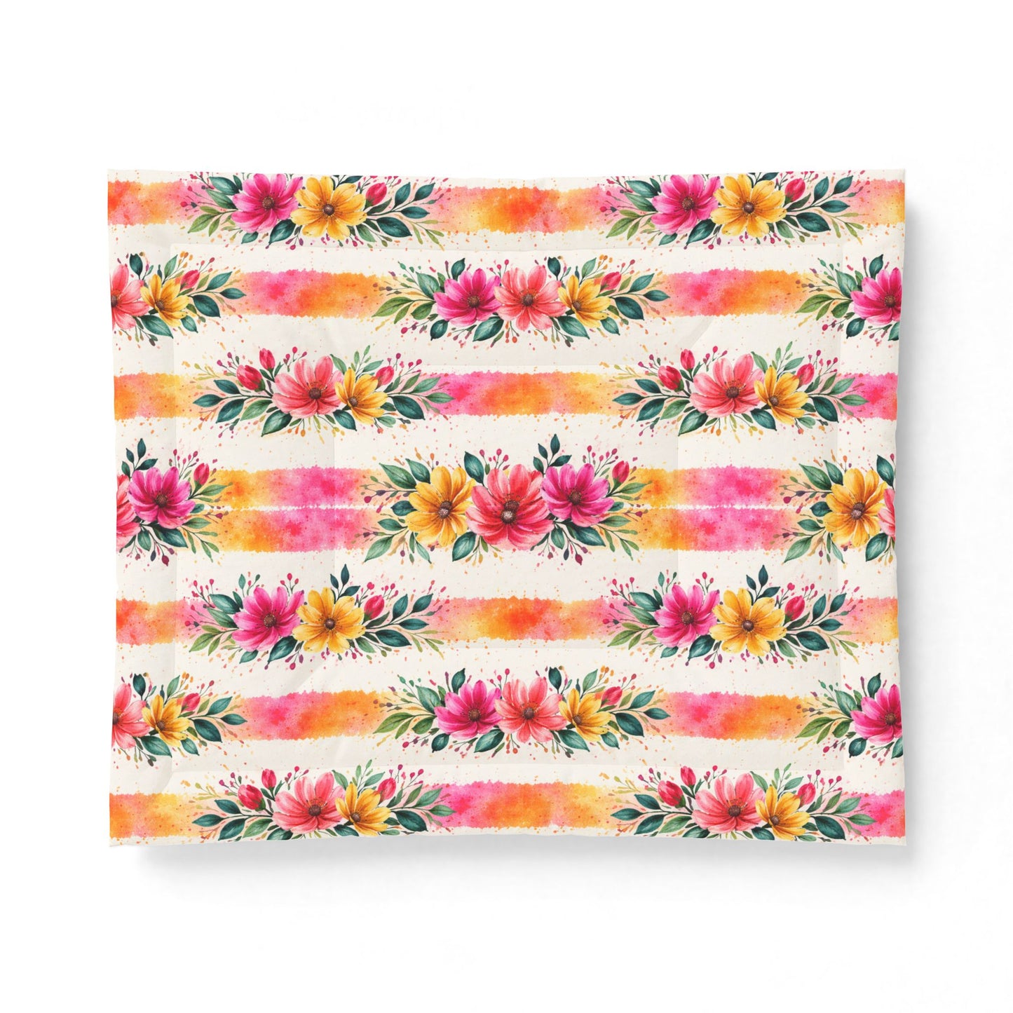 Wildflower Garden Stripe Pattern – Splatter Bloom Collection – Comforter