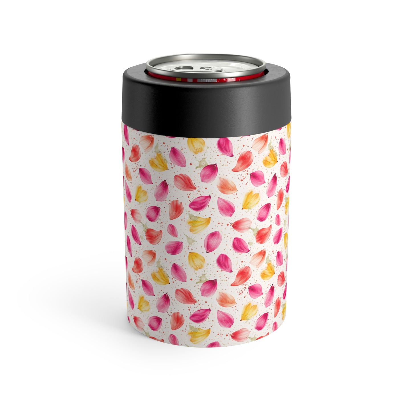 Watercolor Spring Petals Pattern – Splatter Bloom Collection – 12oz Insulated Stainless Steel Koozie