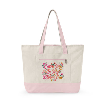"Catch Me In My Bloom Era" — Zippered Tote Bag