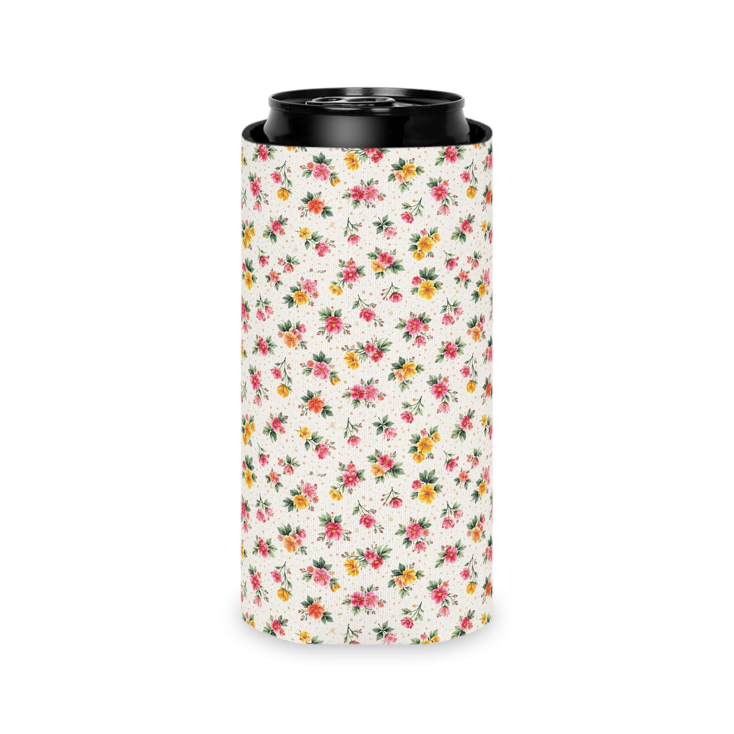 Wildflower Sprinkle Pattern – Splatter Bloom Collection — Lightweight Foam Grip Lined Koozie