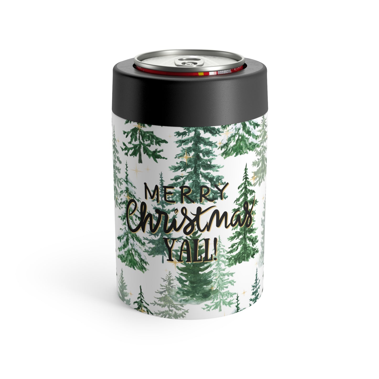 Merry Christmas Y'all Can Holder – Insulated Holiday Tree Can Cooler