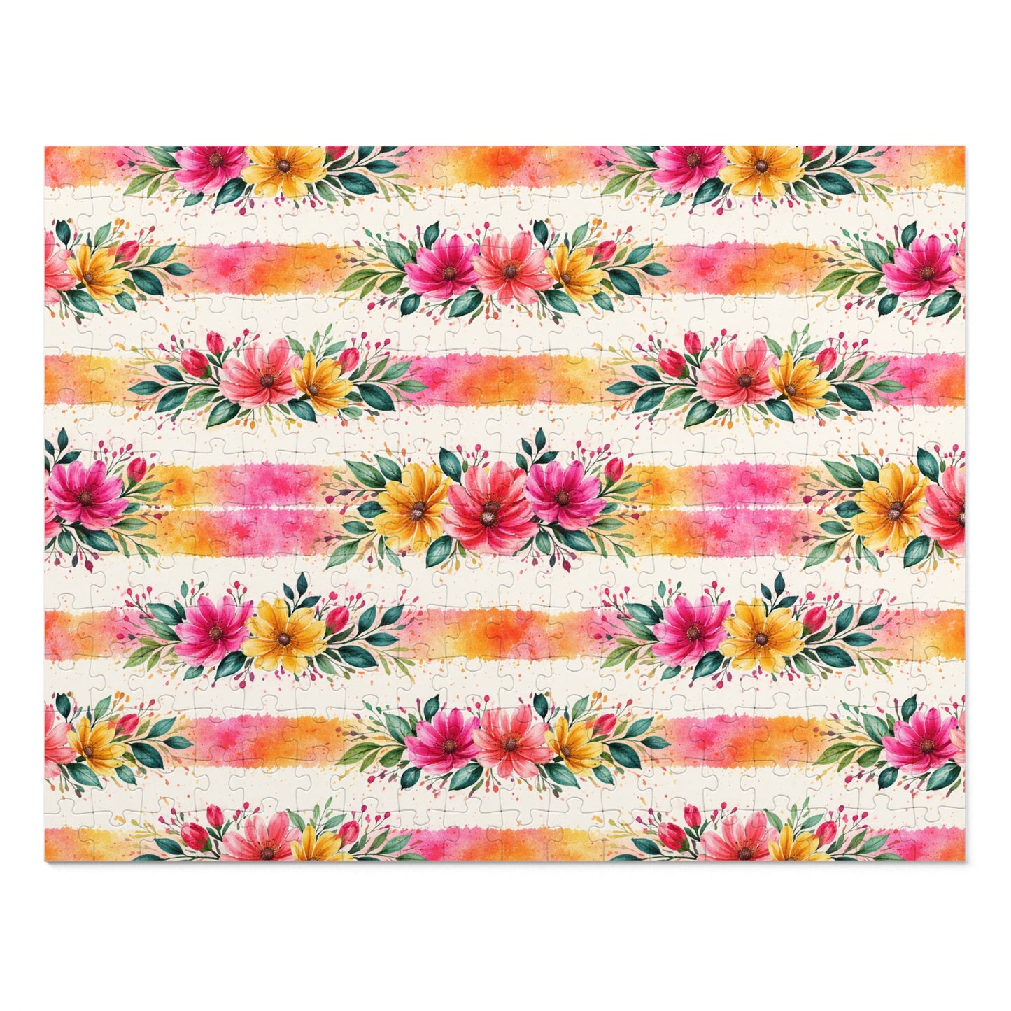 Wildflower Garden Stripe Pattern – Splatter Bloom Collection – Puzzle & Tin Storage Box