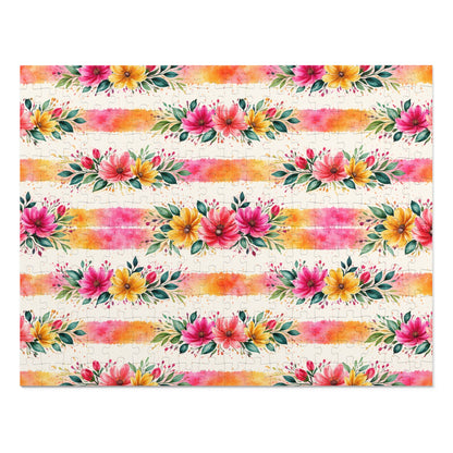 Wildflower Garden Stripe Pattern – Splatter Bloom Collection – Puzzle & Tin Storage Box