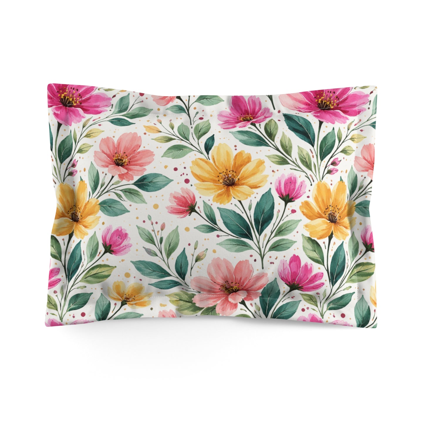 Watercolor Wildflower Garden Pattern – Splatter Bloom Collection – Decorative Pillowcase
