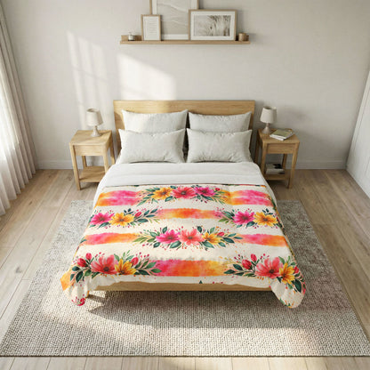Wildflower Garden Stripe Pattern – Splatter Bloom Collection – Comforter