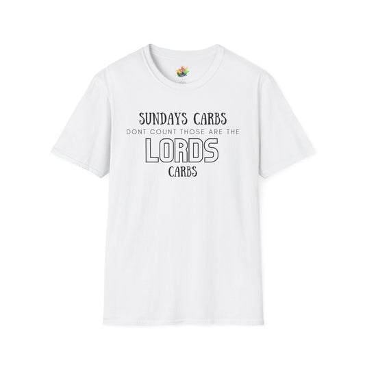 The Lord’s Carbs Graphic T-Shirt | Funny Food Lover Statement Tee by Subbin4Sanity