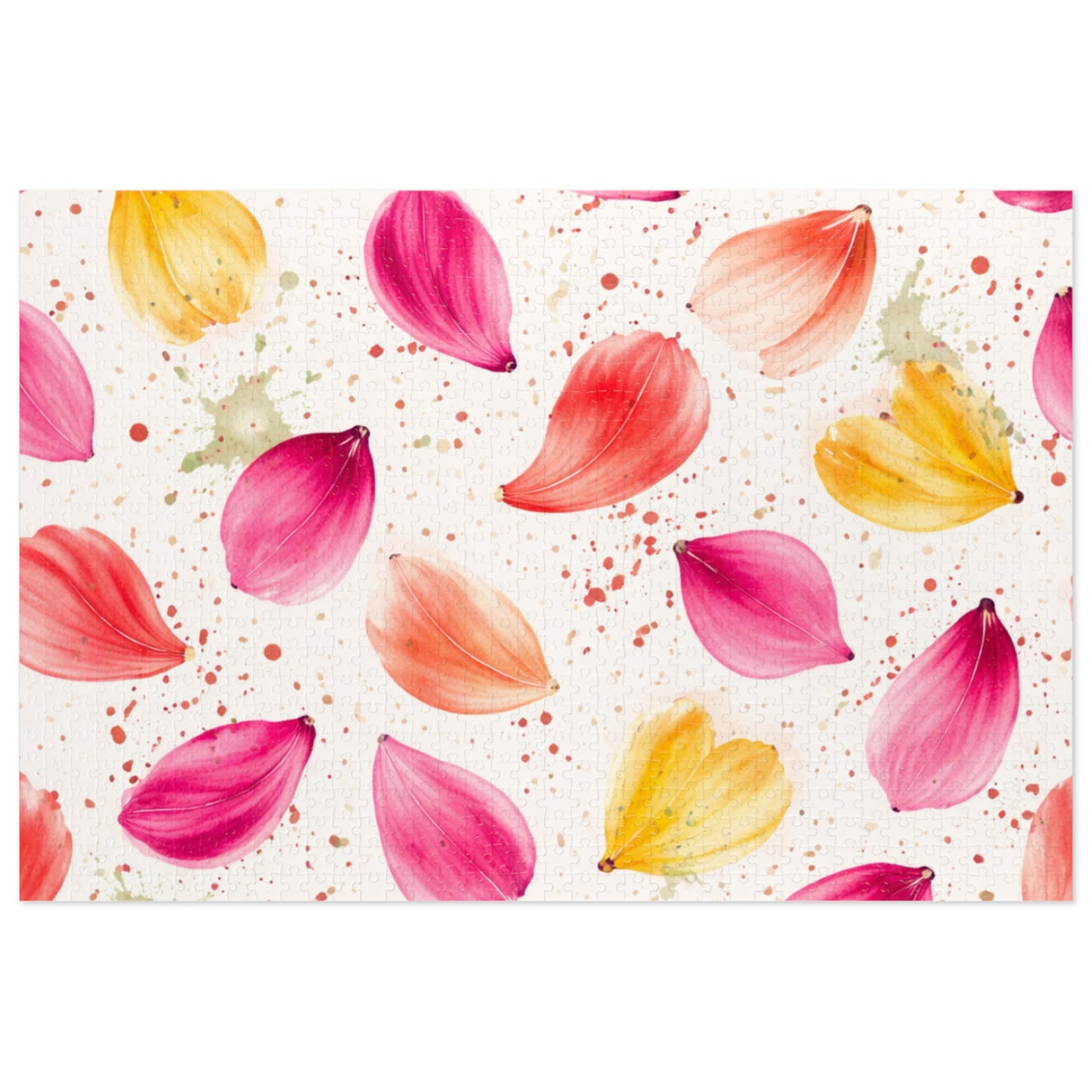 Watercolor Spring Petals Pattern – Splatter Bloom Collection – Puzzle & Tin Storage Box