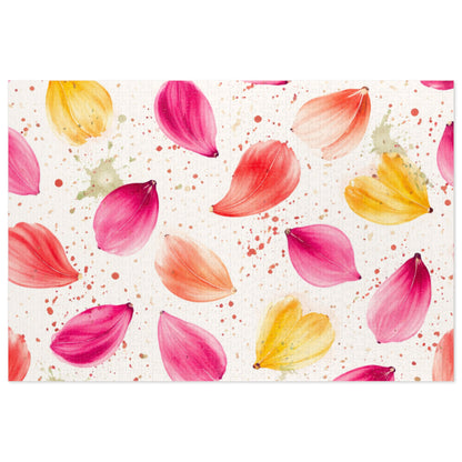 Watercolor Spring Petals Pattern – Splatter Bloom Collection – Puzzle & Tin Storage Box
