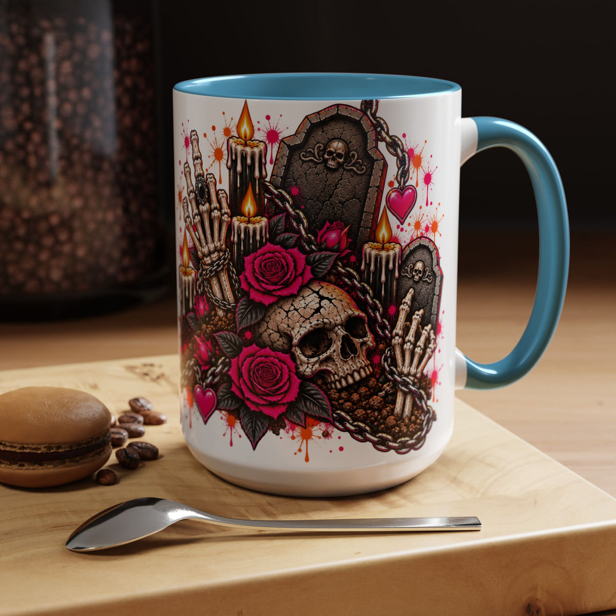 Dirt & Defiance Coffee Mug | Gothic Skull & Coffin Ceramic Mug by Subbin4Sanity
