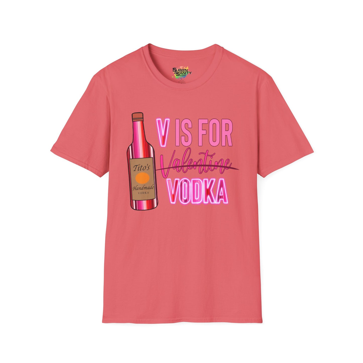 "V Is For Vodka" Valentine T-Shirt – Cute Graphic Tee | Unisex Softstyle Valentine’s Day Shirt