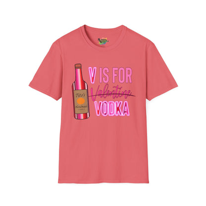 "V Is For Vodka" Valentine T-Shirt – Cute Graphic Tee | Unisex Softstyle Valentine’s Day Shirt