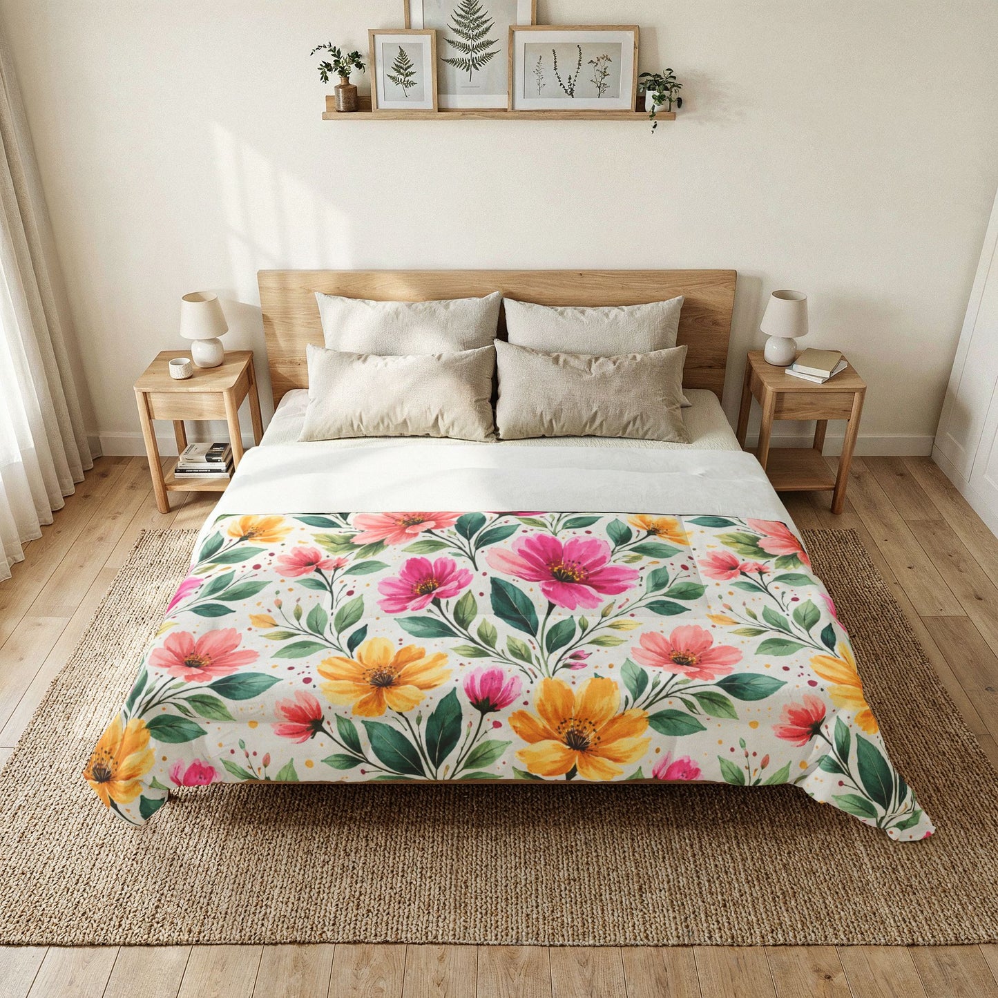 Watercolor Wildflower Garden Pattern – Splatter Bloom Collection – Comforter