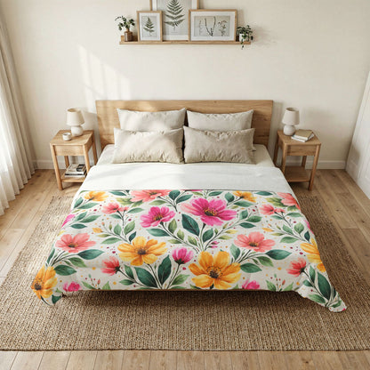 Watercolor Wildflower Garden Pattern – Splatter Bloom Collection – Comforter