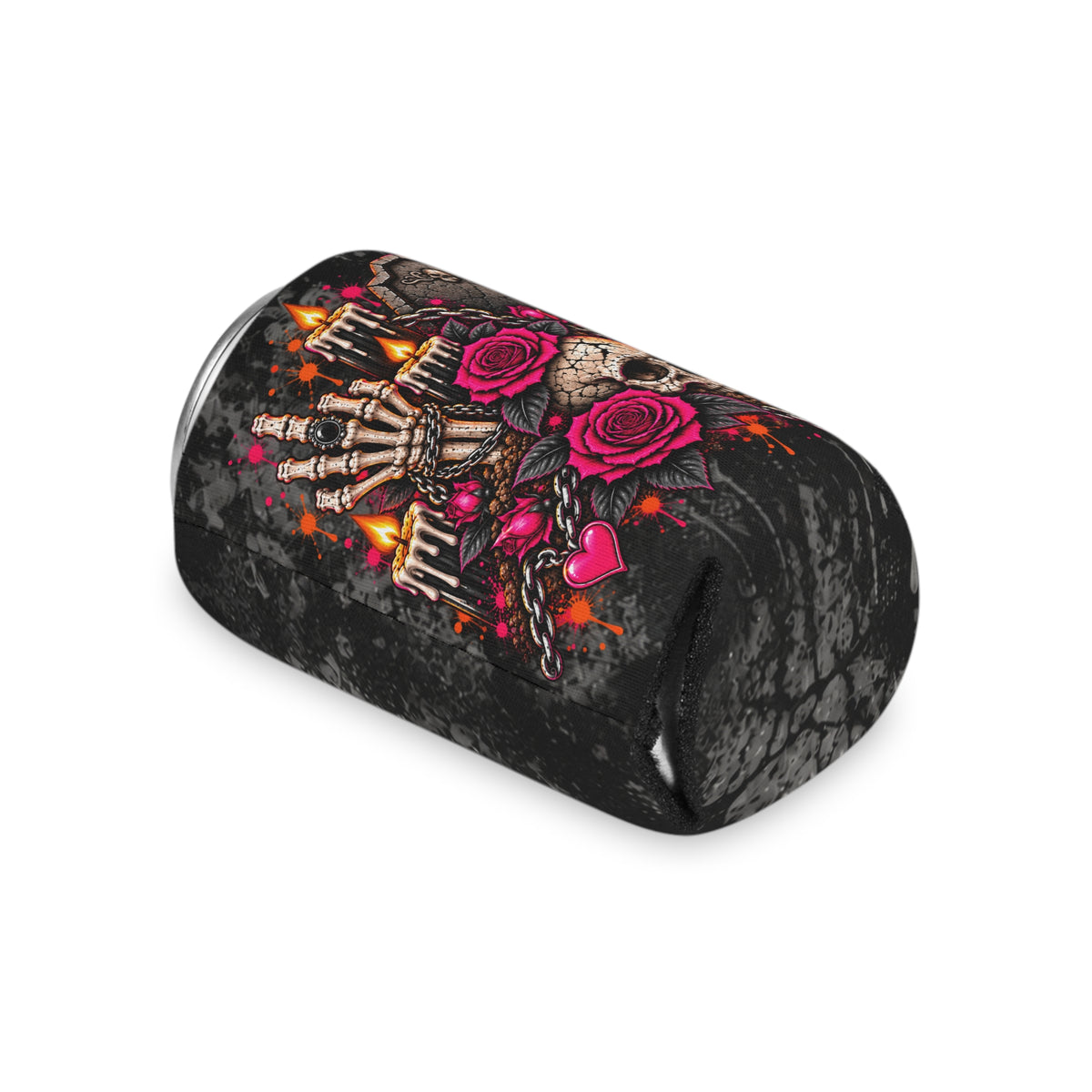 Dirt & Defiance Foam Grip Koozie | Gothic Skull & Coffin Can Cooler by Subbin4Sanity