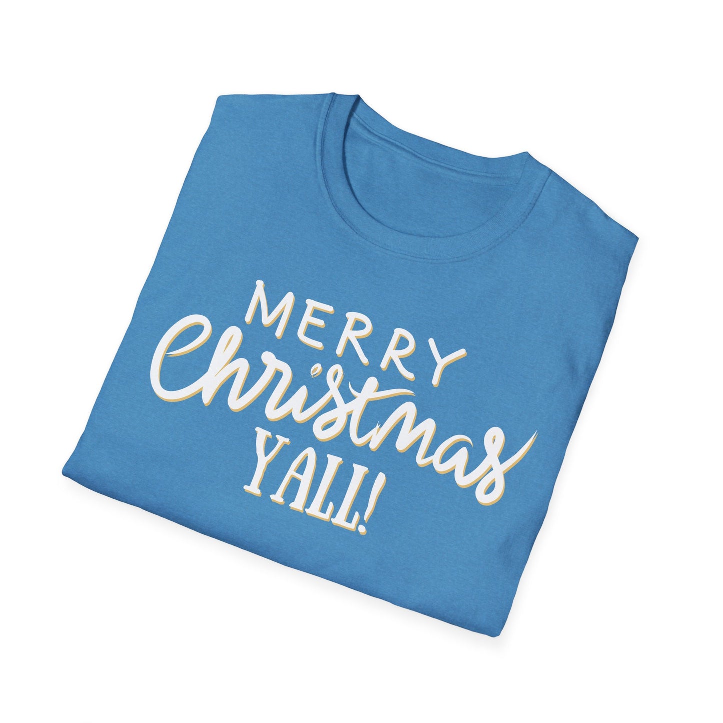 Merry Christmas Y’all Text Graphic T-Shirt | Southern Holiday Tee by Subbin4Sanity