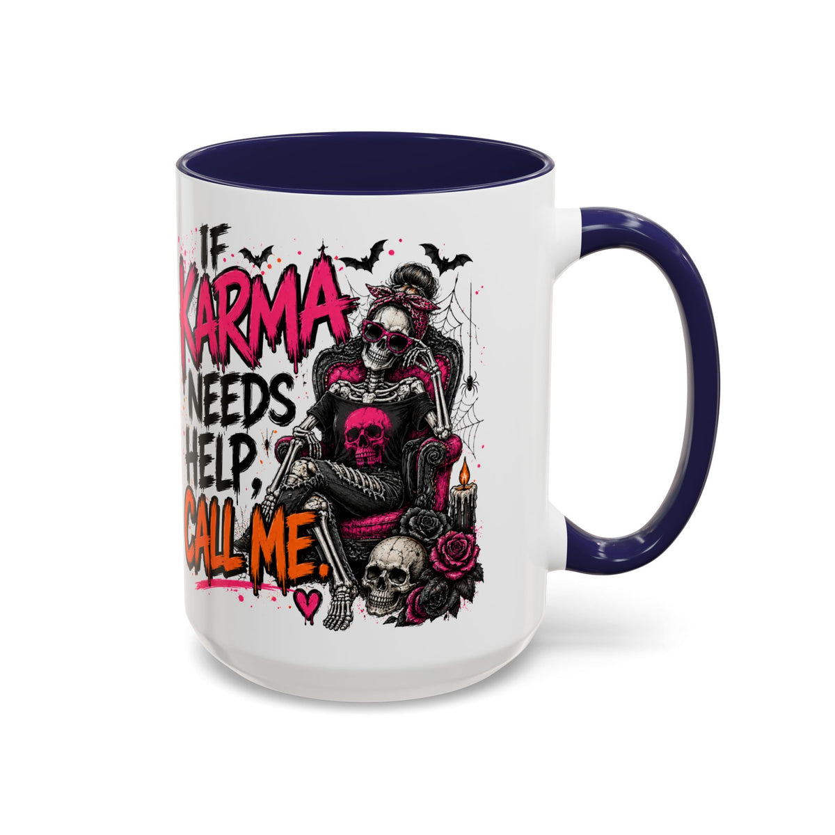 If Karma Needs Help Call Me Coffee Mug | Sarcastic Gothic Ceramic Mug by Subbin4Sanity