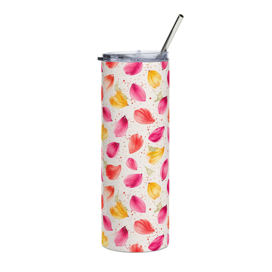 Watercolor Spring Petals Pattern – Splatter Bloom Collection – 20oz Stainless Steel Tumbler