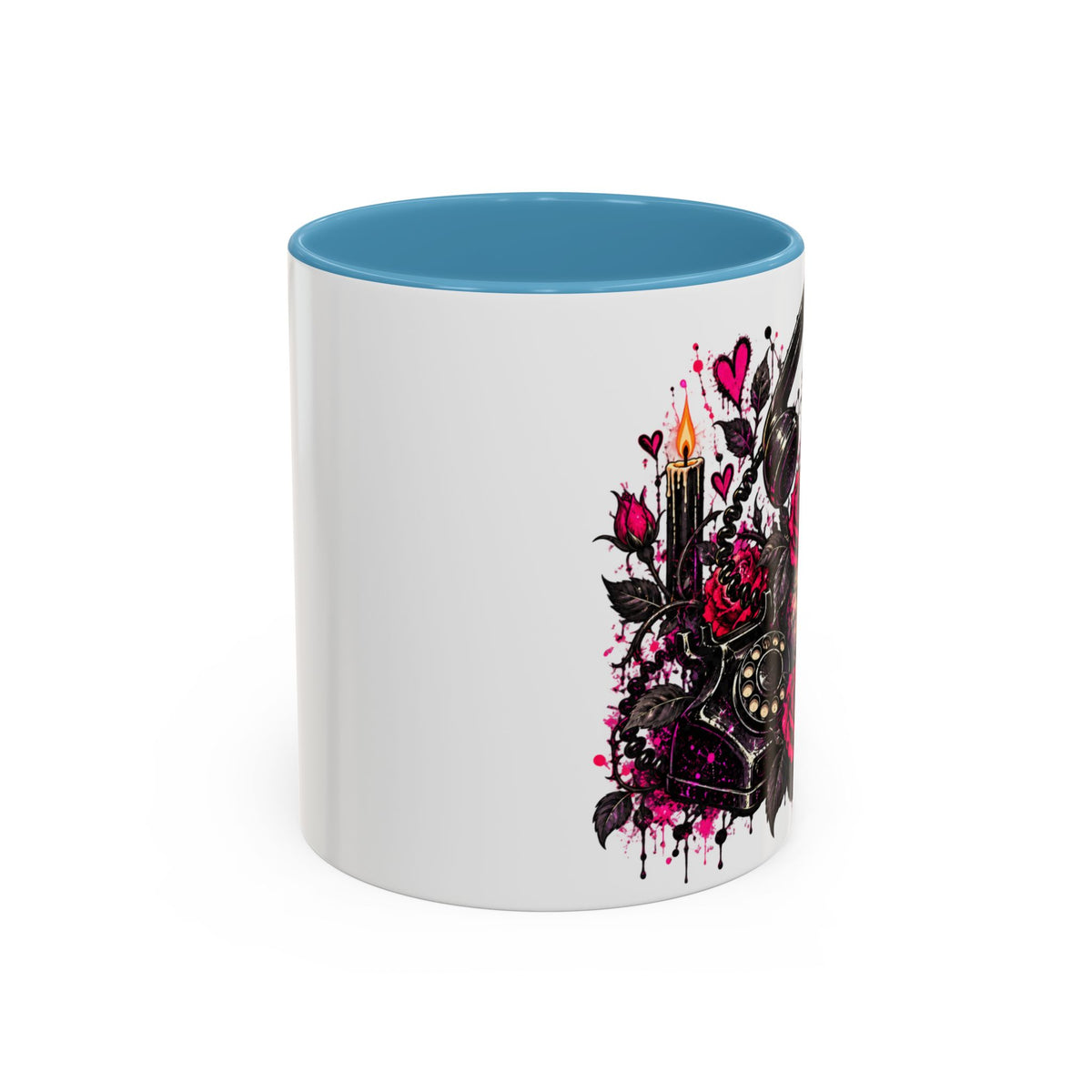 Karma’s Calling Coffee Mug | Gothic Skull & Telephone Ceramic Mug by Subbin4Sanity